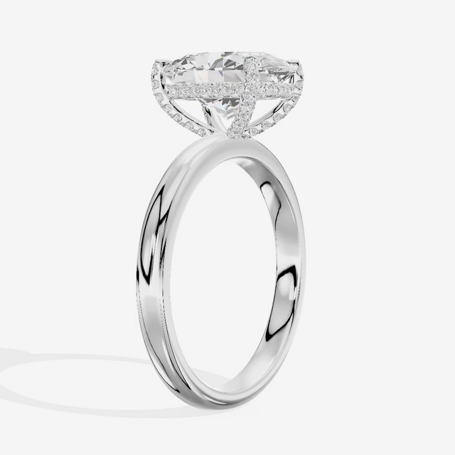 Hidden Halo Oval Engagement Ring (3.87 ct. tw.) in 18K White Gold