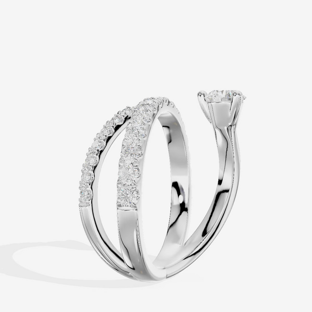 Crossover Pavé Round Engagement Ring (1/4 ct. tw.) in 18K White Gold