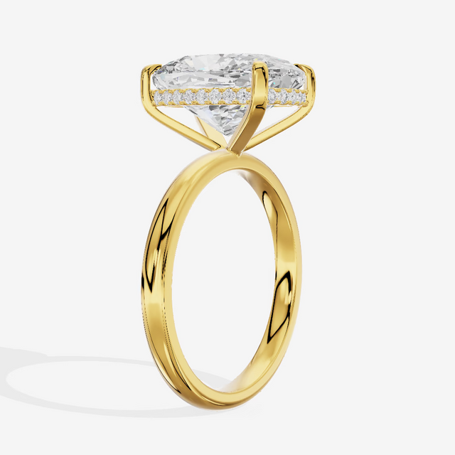 Hidden Halo Cushion Engagement Ring (5.02 ct. tw.) in 18K Yellow Gold