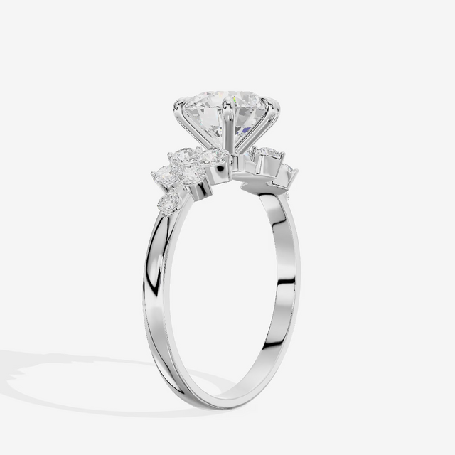 Round Solitaire with Shoulder Accents Engagement Ring (1.04 ct. tw.) in 18K White Gold
