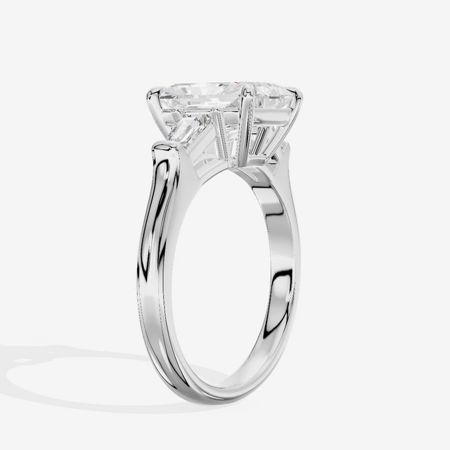 Three Stone Trapezoid Emerald Engagement Ring (3.05 ct. tw.) in 14K White Gold