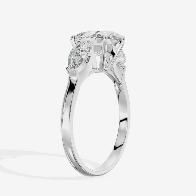 Three Stone Half Moon Oval Engagement Ring (3.1 ct. tw.) in Platinum