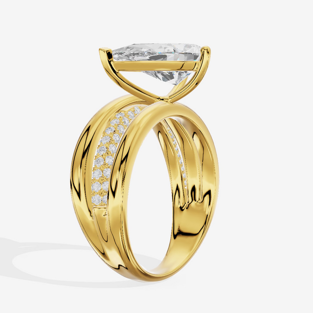 East-West Pear Split Shank Engagement Ring (3.1 ct. tw.) in 18K Yellow Gold