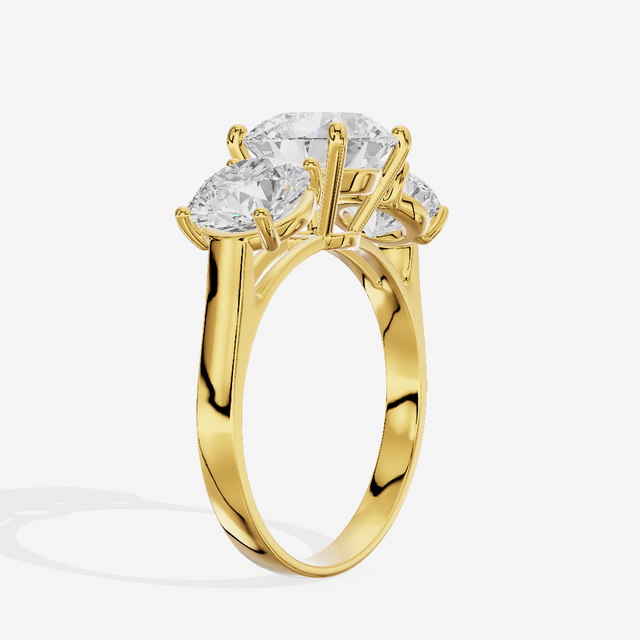 Three Stone Oval Accent Round Engagement Ring (2.07 ct. tw.) in 18K Yellow Gold