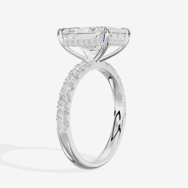East-West Hidden Halo Radiant Engagement Ring (3.05 ct. tw.) in 14K White Gold