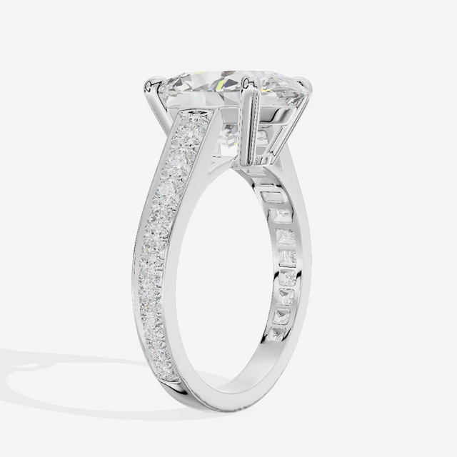 Solitaire Pavé Oval Engagement Ring (5.1 ct. tw.) in Platinum