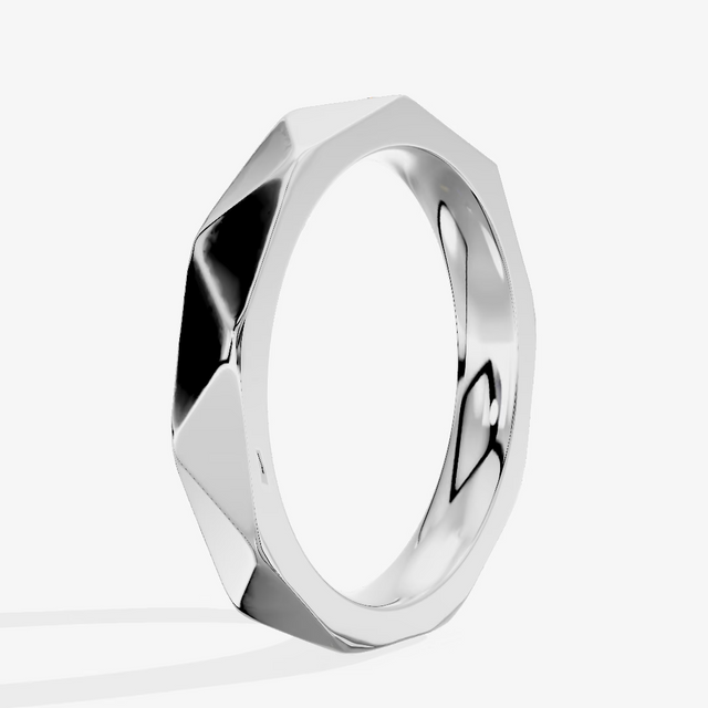 Low Profile Round Wedding Band (1/10 ct. tw.) in 18K White Gold