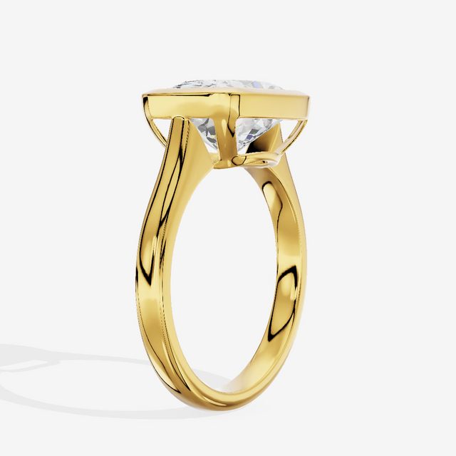 East-West Bezel Cushion Engagement Ring (3.01 ct.) in 14K Yellow Gold