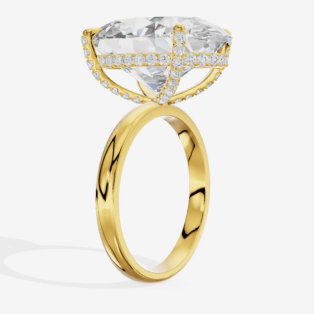 Hidden Halo Oval Engagement Ring (13.14 ct. tw.) in 18K Yellow Gold