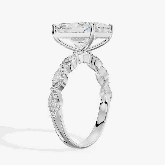 East-West Radiant Marquise Accent Engagement Ring (3 ct. tw.) in 14K White Gold
