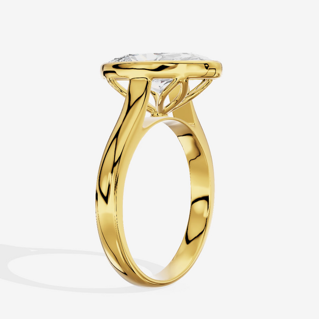 East-West Elongated Oval Solitaire Engagement Ring (3.06 ct.) in 14K Yellow Gold