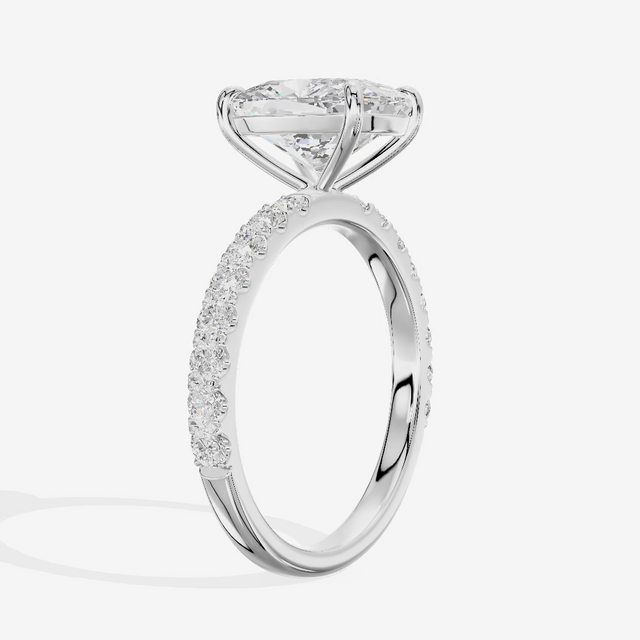 Pavé Cushion Solitaire Engagement Ring (2.04 ct. tw.) in 18K White Gold