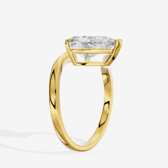 East-West Pear Sculptural Engagement Ring (3.09 ct. tw.) in 18K Yellow Gold