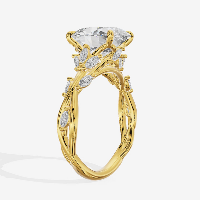 Vine Marquise Oval Engagement Ring (3 ct. tw.) in 14K Yellow Gold