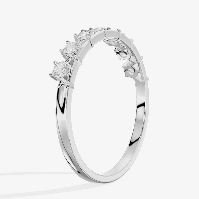 Shared Prong Half Eternity Diamond Band (1/8 ct. tw.) in 18K White Gold