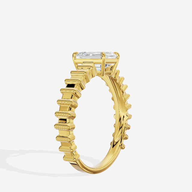 East-West Emerald Baguette Band Engagement Ring (3.38 ct.) in 18K Yellow Gold