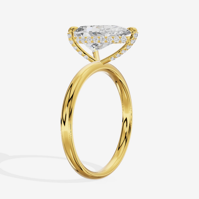 Hidden Halo Pear Engagement Ring (2.03 ct. tw.) in 18K Yellow Gold