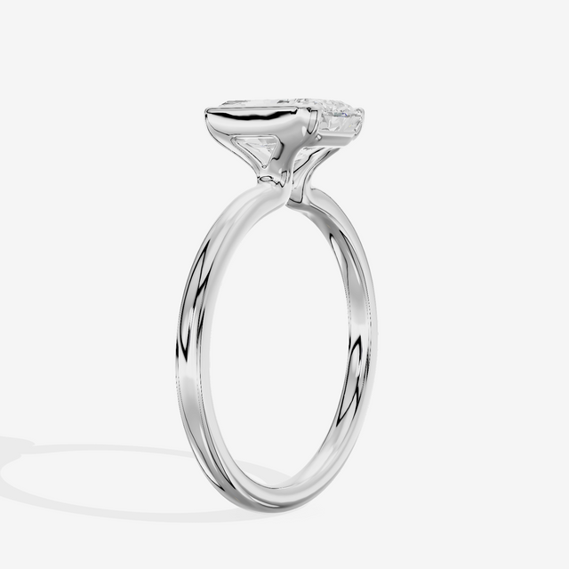 Sincere Bezel 1.8mm Radiant Solitaire Engagement Ring in Platinum