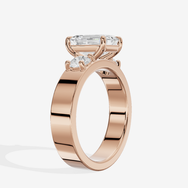 Royal Vowsae Three Stone Emerald Engagement Ring (1/2 ct. tw.) in 18K Rose Gold