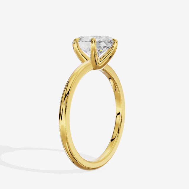 Sincere Cathedral 1.5mm Oval Six-Prong Engagement Ring in 14K Yellow Gold