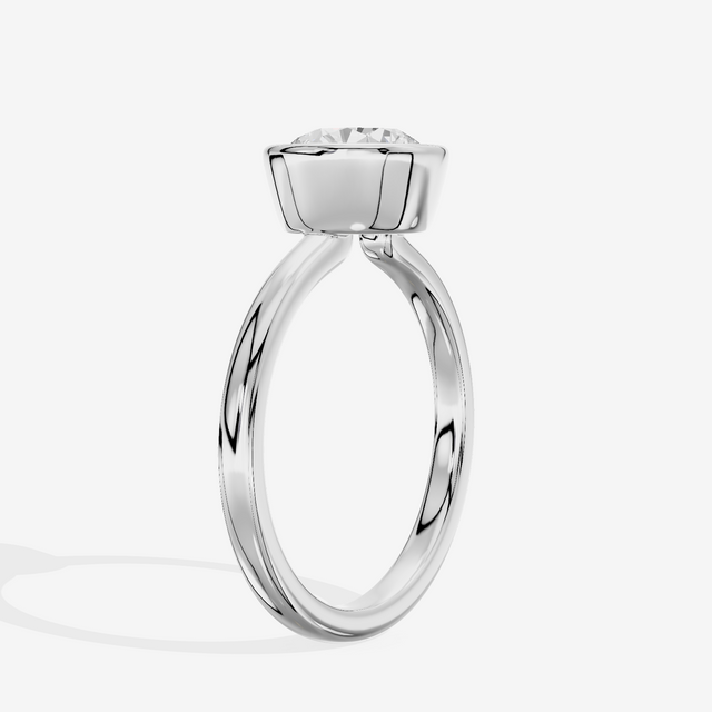 Trellise Bezel 2mm Round Solitaire Engagement Ring in Platinum