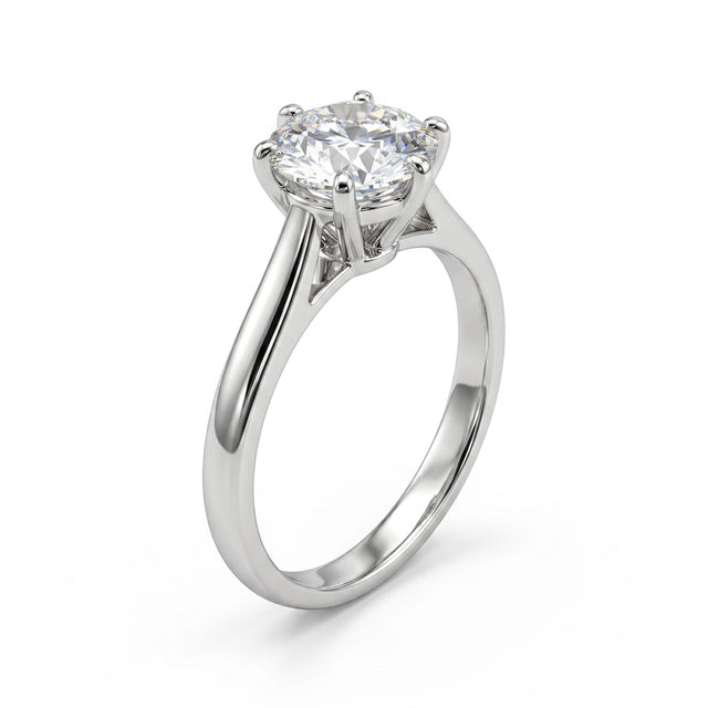Solitaire Round Engagement Ring (2.09 ct.) in Platinum