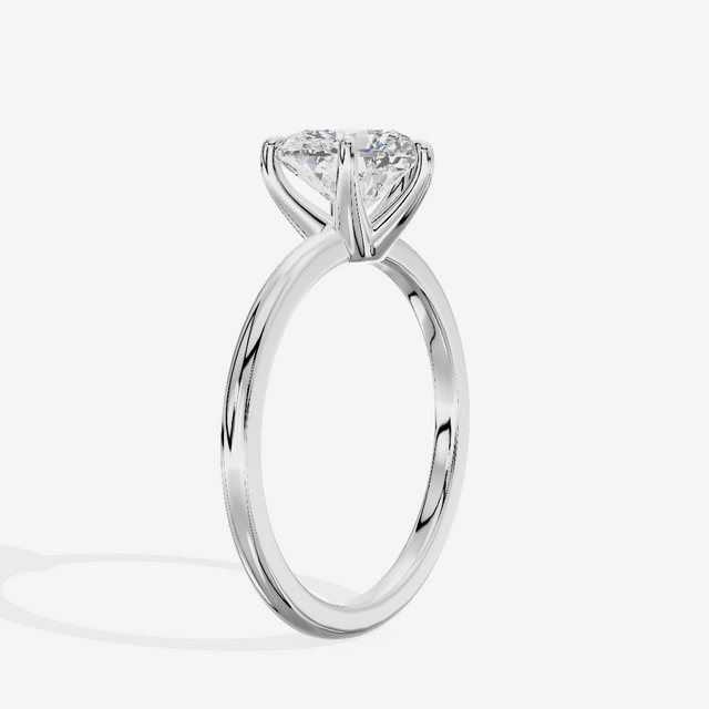 Sincere Cathedral 1.5mm Heart Six-Prong Engagement Ring in 14K White Gold