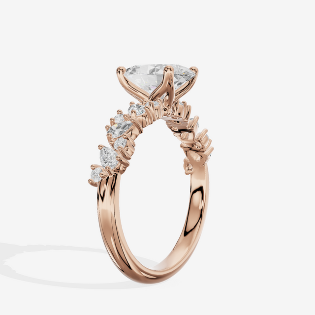 Bowed Vowsae Oval Engagement Ring with Side Stones (2/5 ct. tw.) in 18K Rose Gold