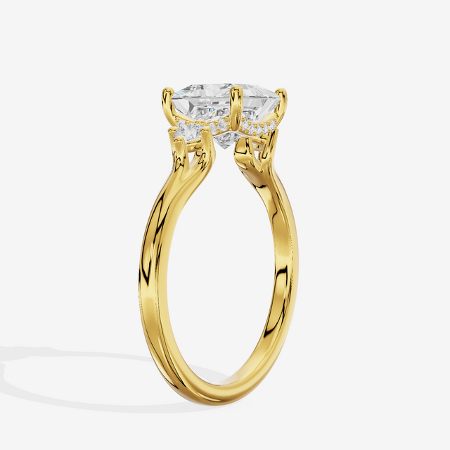 Sincere Three Stone Princess Engagement Ring (1/6 ct. tw.) in 18K Yellow Gold