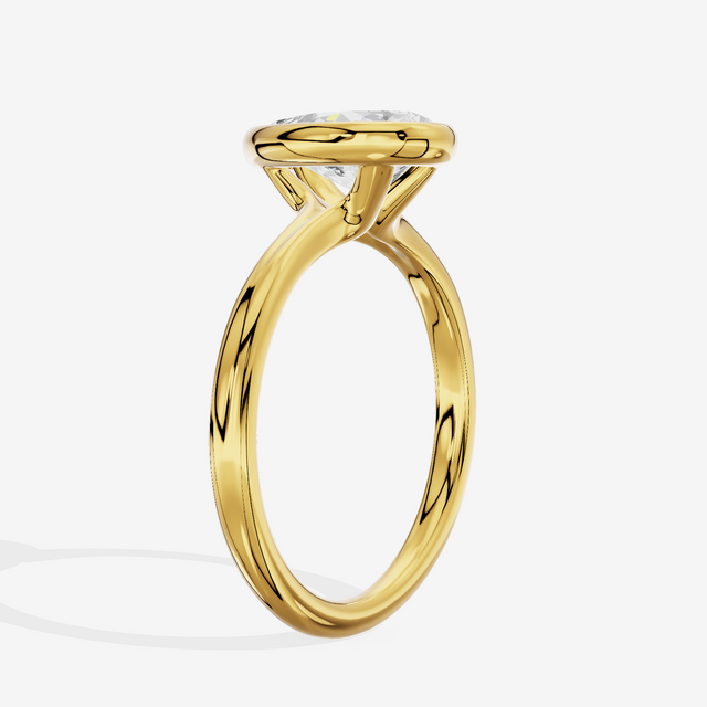 Coeurine Bezel 2mm Pear Solitaire Engagement Ring in 18K Yellow Gold