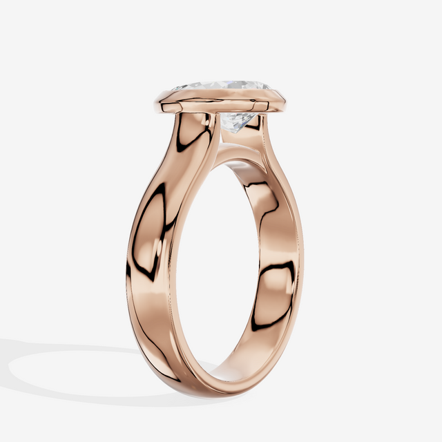 Cherubine 4mm Pear Bezel Engagement Ring in 18K Rose Gold