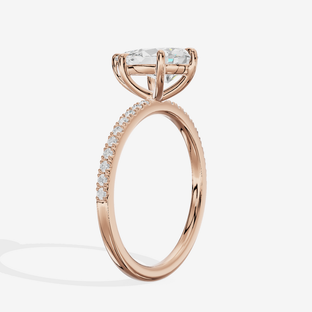 Tender Vowsae Pear Engagement Ring with Side Stones (1/8 ct. tw.) in 18K Rose Gold