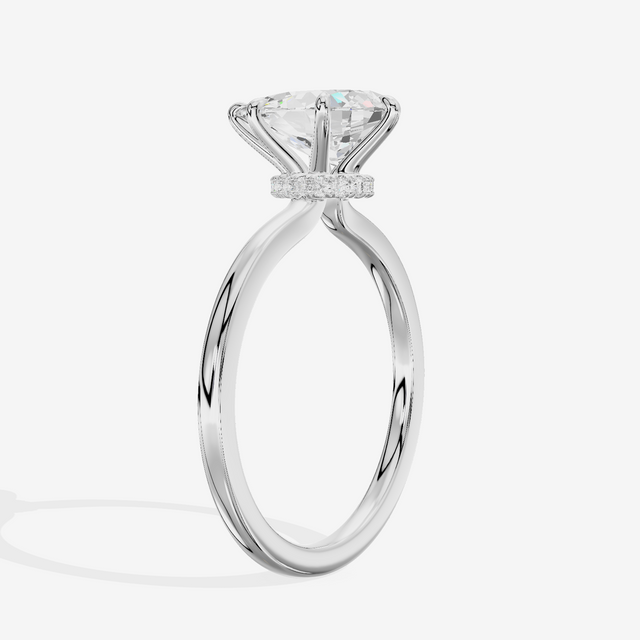 Sincere Halo Pear Engagement Ring (1/15 ct. tw.) in 18K White Gold