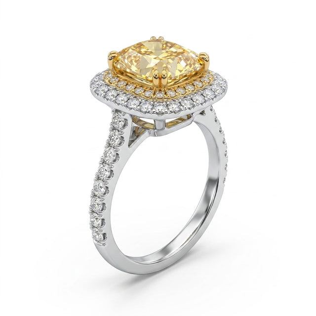 Cathedral Halo Pavé Radiant Engagement Ring