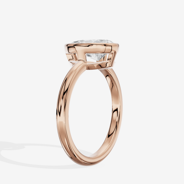 Tensare Bezel 2mm Pear Solitaire Engagement Ring in 14K Rose Gold