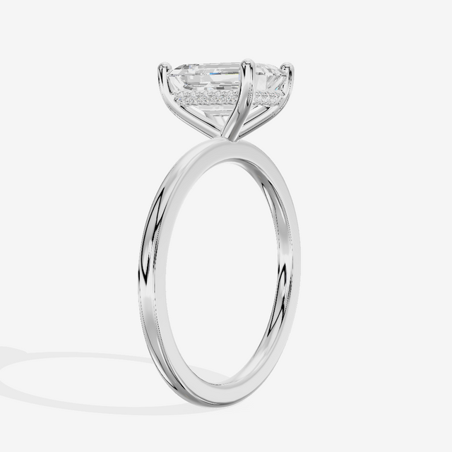 Vowsae Hidden Halo Emerald Engagement Ring (1/20 ct. tw.) in 18K White Gold
