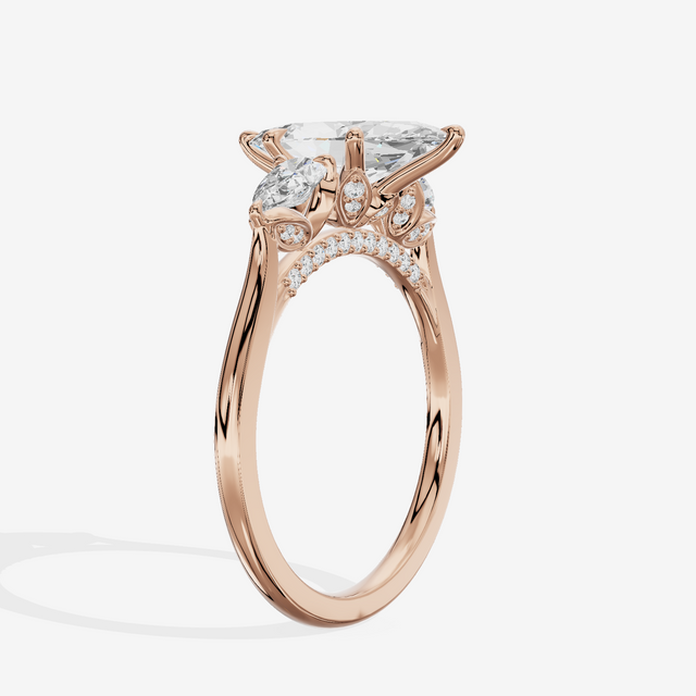 Modern Sincere Three Stone Marquise Engagement Ring (1/2 ct. tw.) in 18K Rose Gold