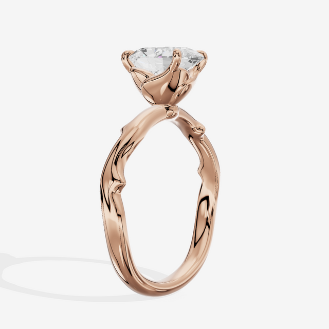 Vowsae Cathedral 2.2mm Oval Solitaire Engagement Ring in 18K Rose Gold