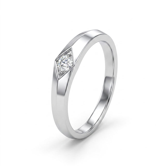 Low Profile Round Wedding Band (1/10 ct.) in 18K White Gold