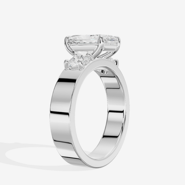 Royal Vowsae Three Stone Radiant Engagement Ring (1/2 ct. tw.) in 18K White Gold