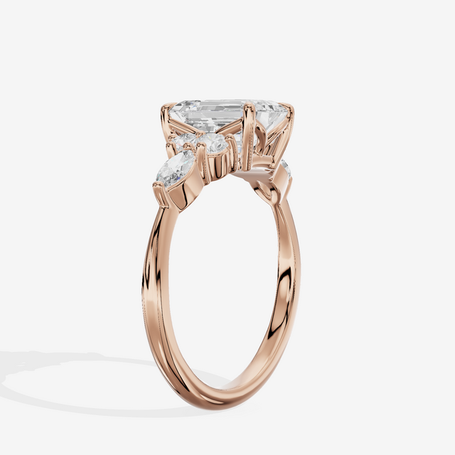 Luxe Vowsae Emerald Engagement Ring with Side Stones (2/5 ct. tw.) in 18K Rose Gold