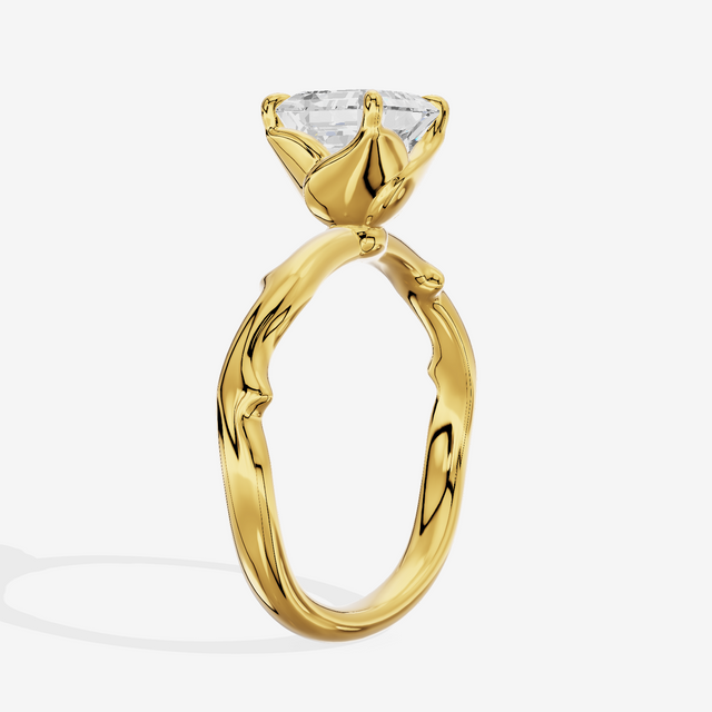 Vowsae Cathedral 2.2mm Asscher Solitaire Engagement Ring in 14K Yellow Gold