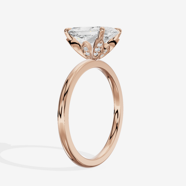 Whispered Vowsae Radiant Engagement Ring with Side Stones (1/15 ct. tw.) in 18K Rose Gold