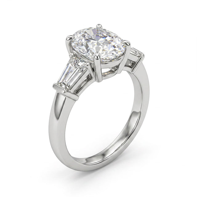 Three Stone Oval Engagement Ring (1.01 ct. tw.) in 18K White Gold