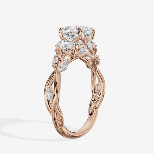 Modern Vowsae Three Stone Cushion Engagement Ring (3/4 ct. tw.) in 14K Rose Gold