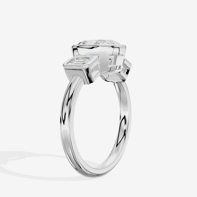 Selenia Three Stone Oval Engagement Ring (1/2 ct. tw.) in 18K White Gold