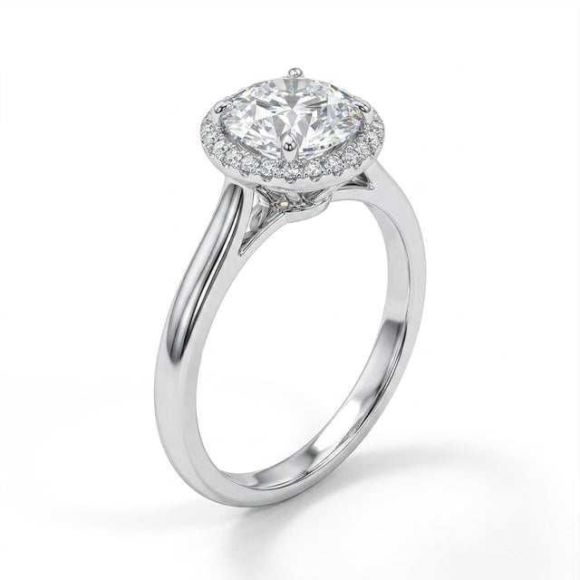 Halo Round Engagement Ring (1.03 ct. tw.) in 18K White Gold