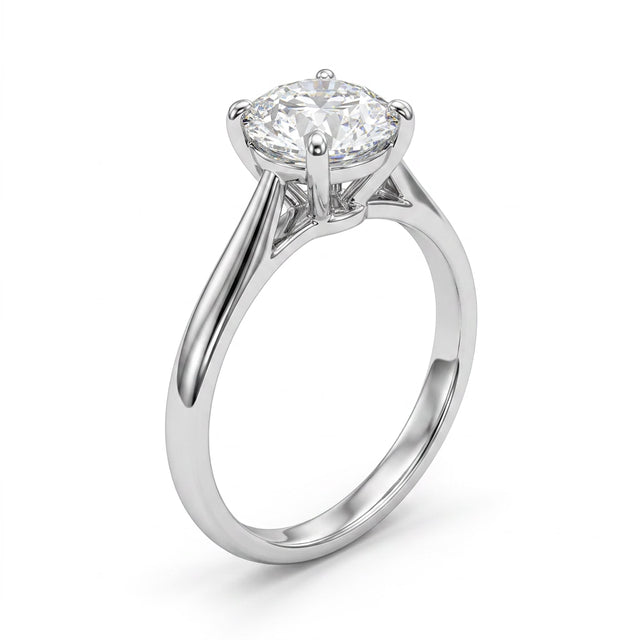 Cathedral Solitaire Round Engagement Ring (2.07 ct.) in Platinum