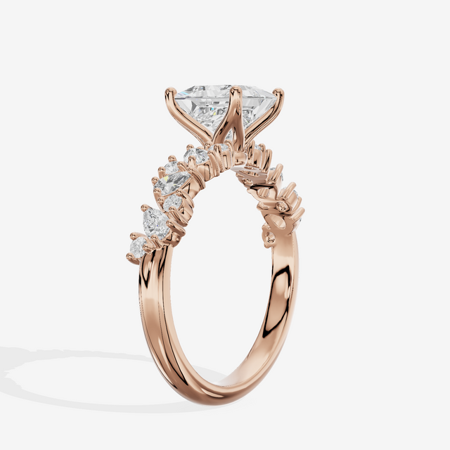 Bowed Vowsae Princess Engagement Ring with Side Stones (2/5 ct. tw.) in 14K Rose Gold
