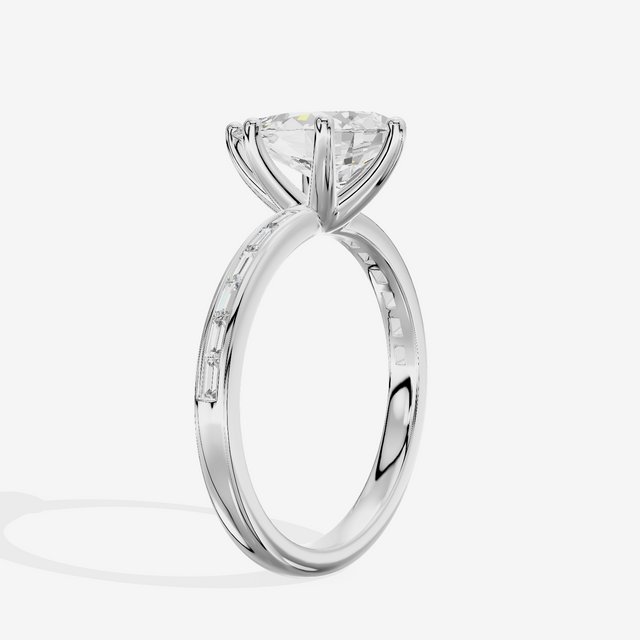 Tender Sincere Pear Engagement Ring with Side Stones (1/6 ct. tw.) in 14K White Gold